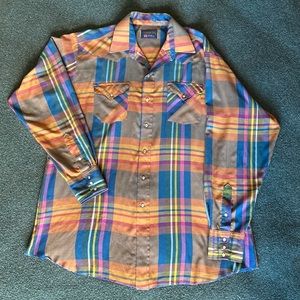 Vintage Panhandle Slim Western Longtail Cotton Snap Shirt